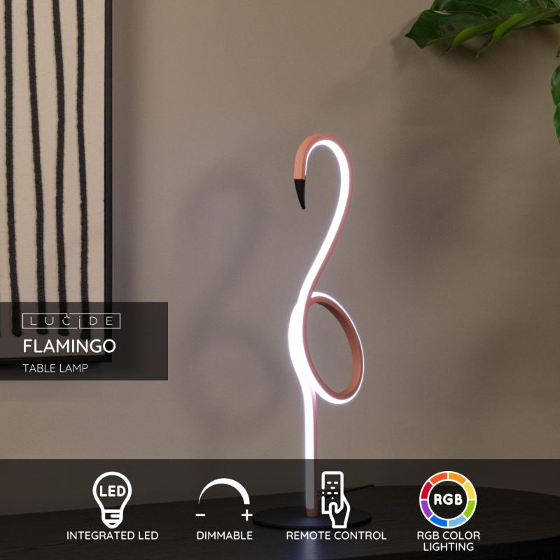 Lucide FLAMINGO - Table lamp - LED Dim. - Rgb - Pink